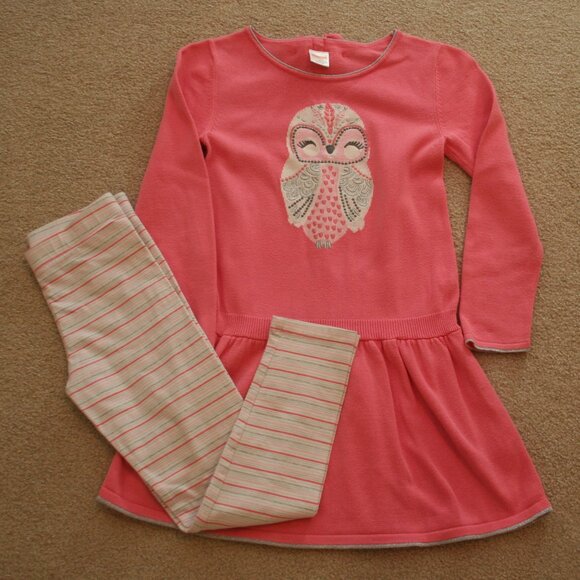 🦉 Gymboree Girls Owl Sweater Dress & Leggings – Size 7 – Sparkle Detail 🦉 - Picture 11 of 11